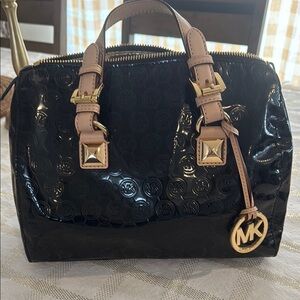 MICHAEL Michael Kors Black Satchel with Beige Straps